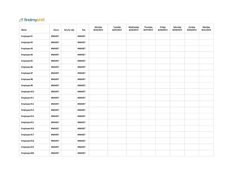 Employee Shift Schedule Excel 09