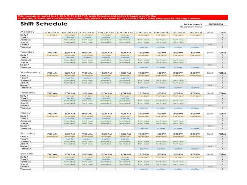 Employee Shift Schedule Excel 23