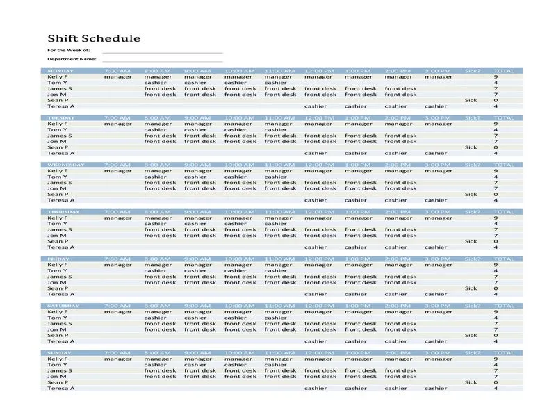 Employee Shift Schedule Excel 27