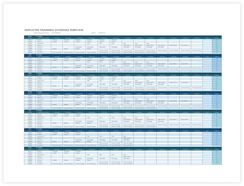 Employee Training Schedule Template Excel 04