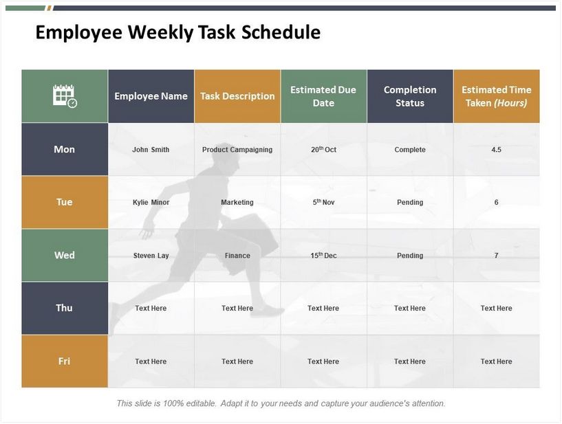 Employee Weekly Task Scheduler Template ppt