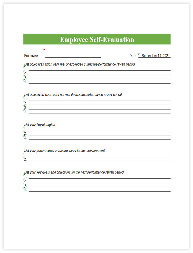 Employee self evaluation 01