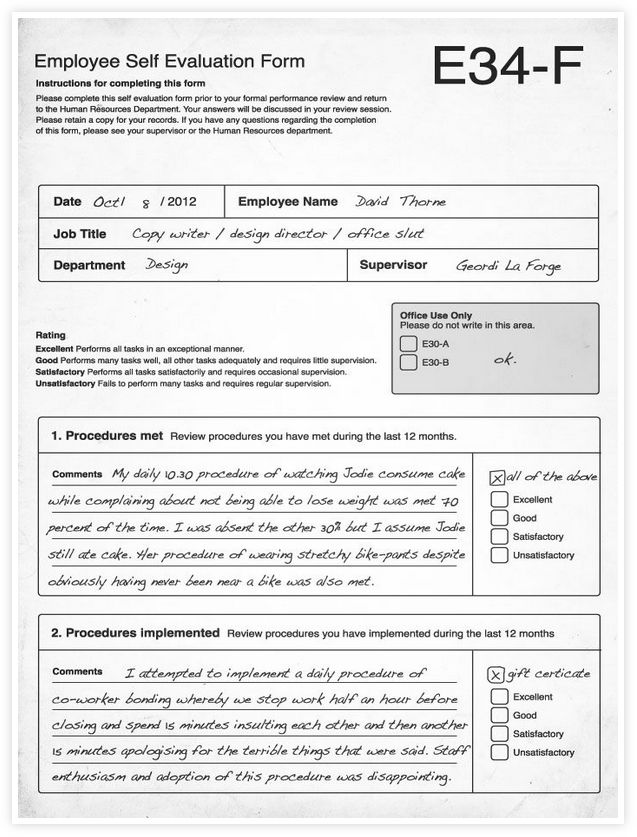 Employee self evaluation sample answers