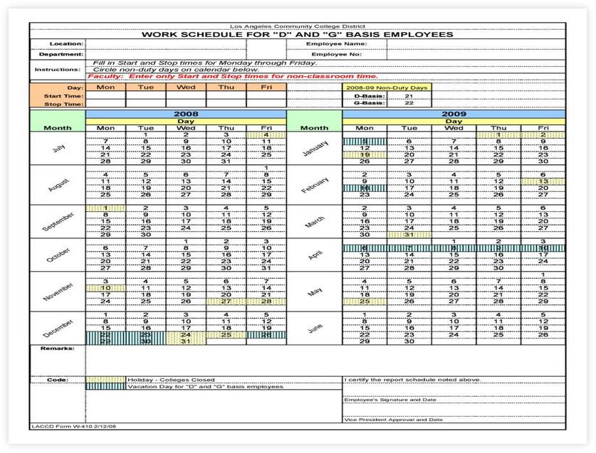 Employee work schedule template monthly 04