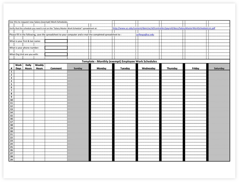 Employee work schedule template monthly 05