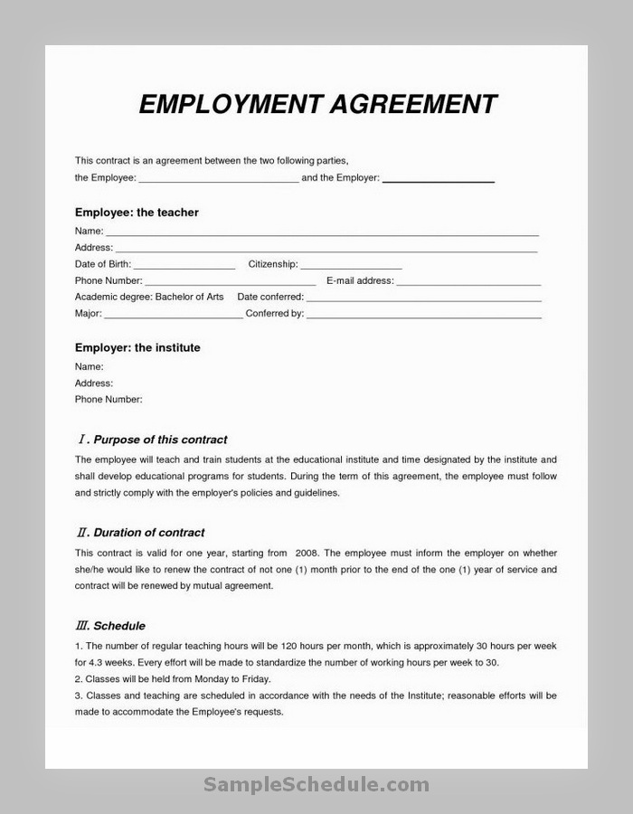 Employment Contract Template NZ