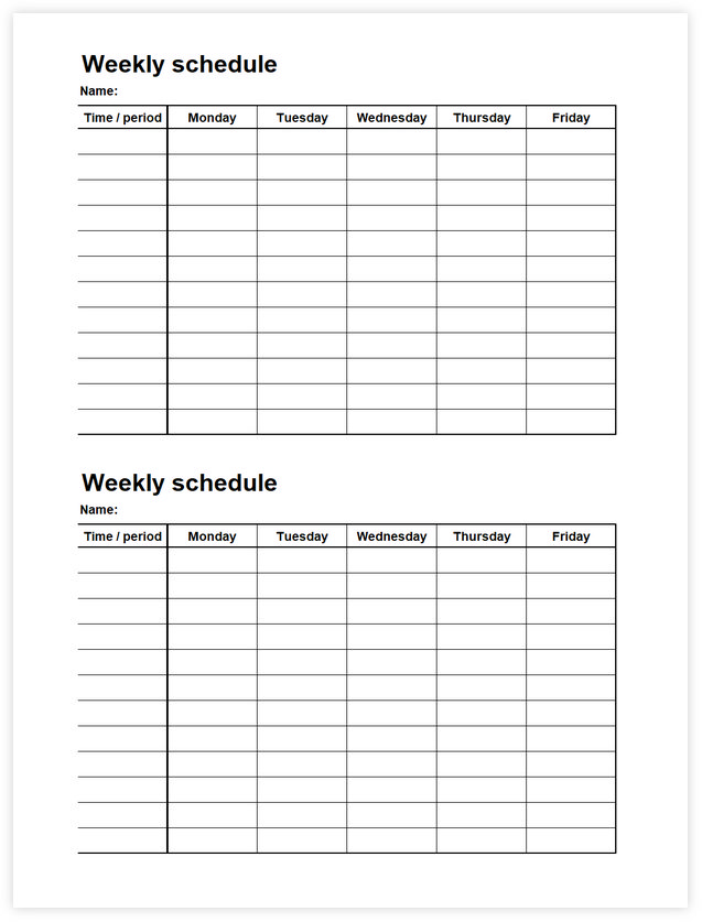 10+ Creative Excel Template for Weekly Schedule - sample schedule