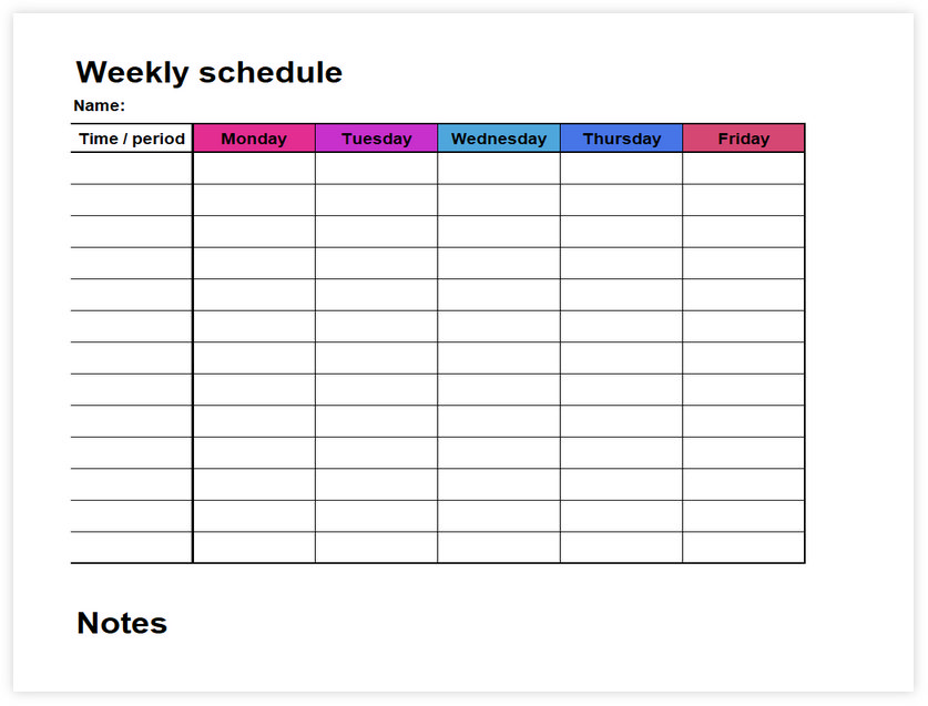 Excel template for weekly schedule 05
