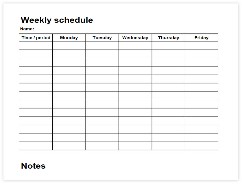 Excel template for weekly schedule 06