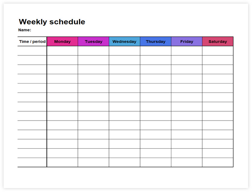 Excel template for weekly schedule 07