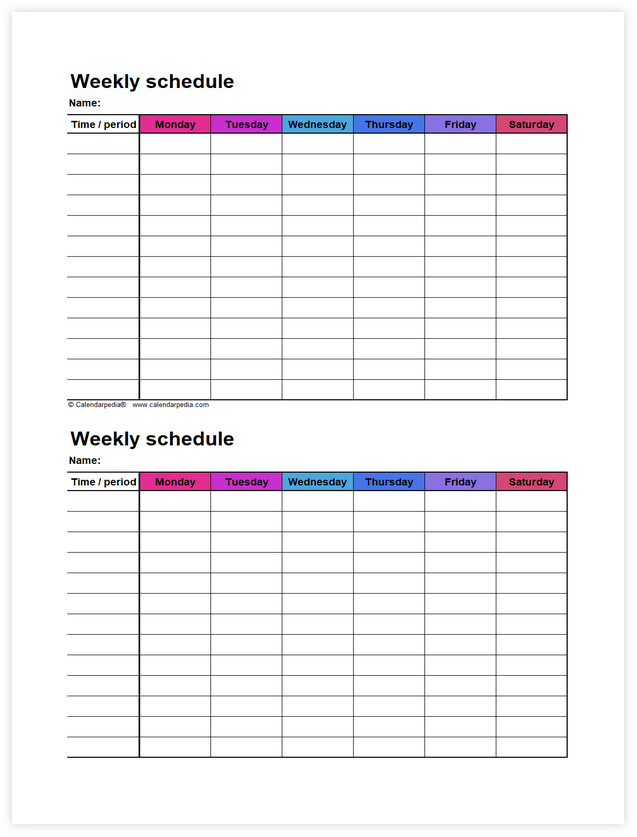 Excel template for weekly schedule 09