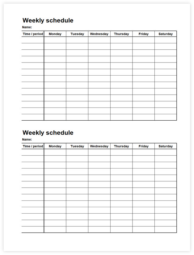 Excel template for weekly schedule 10