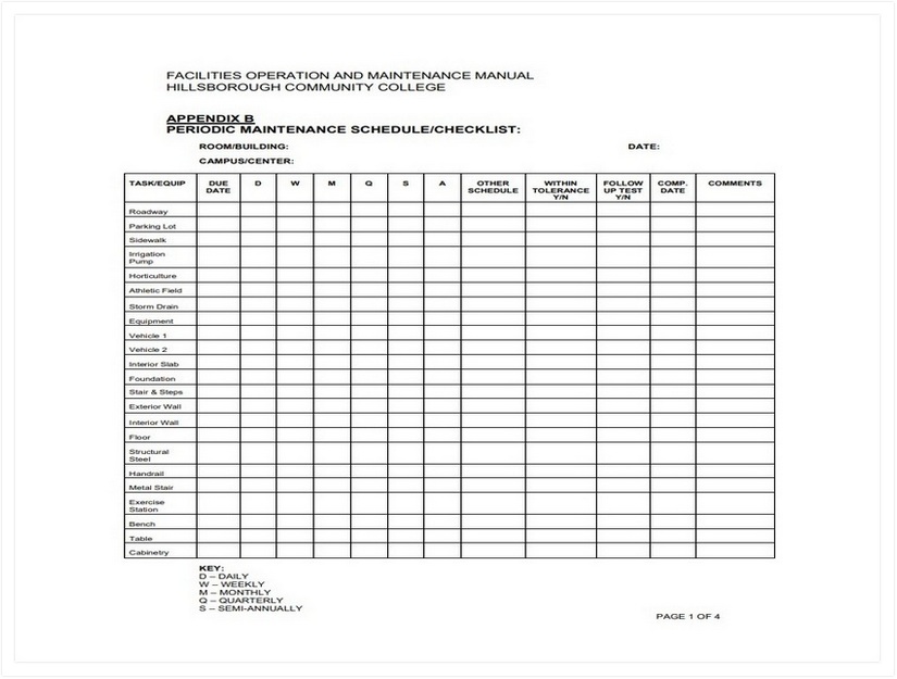 Facility Maintenance Schedule Excel Template 03