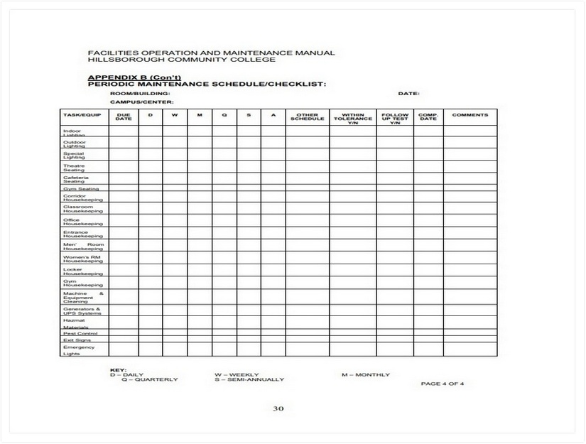 Facility Maintenance Schedule Excel Template 04