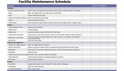 Facility Maintenance Schedule Excel Template Featured