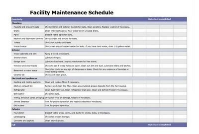 Facility Maintenance Schedule Excel Template Featured