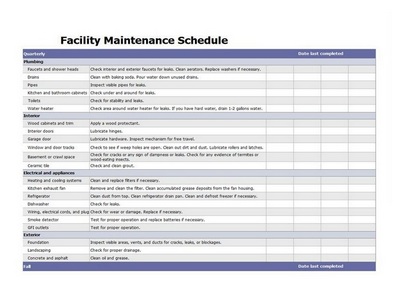 Facility Maintenance Schedule Excel Template Featured
