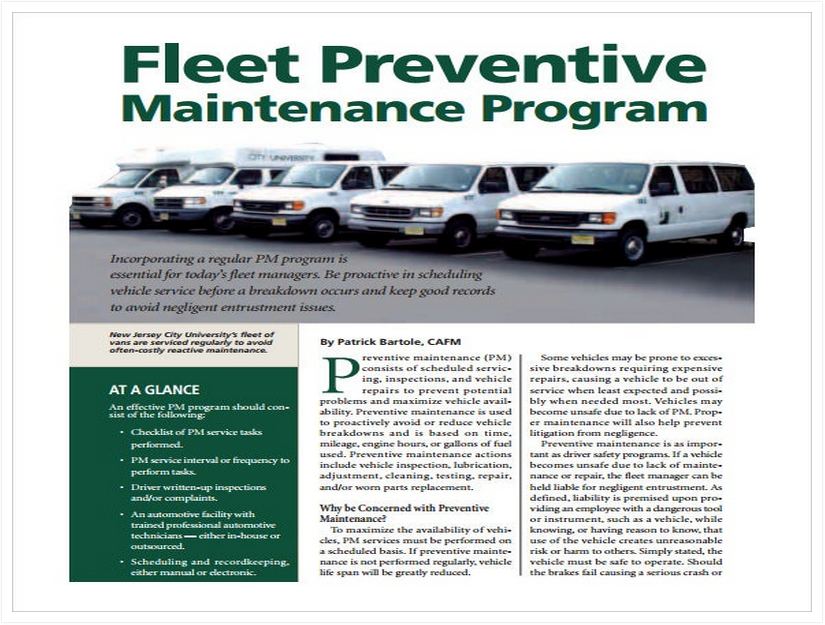 Fleet Preventive Maintenance Schedule Template