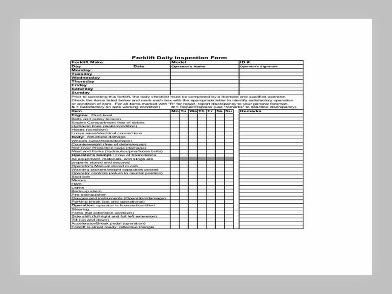 Forklift Maintenance Schedule Template 05