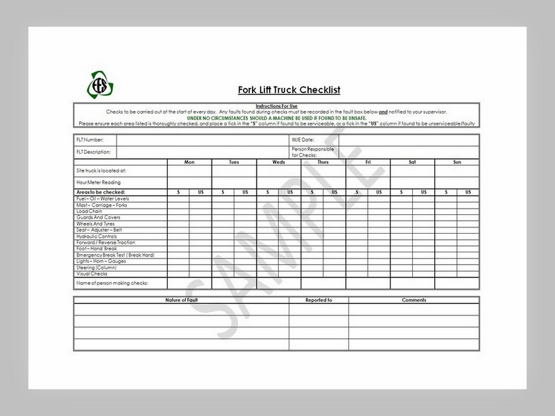 Forklift Maintenance Schedule Template 06