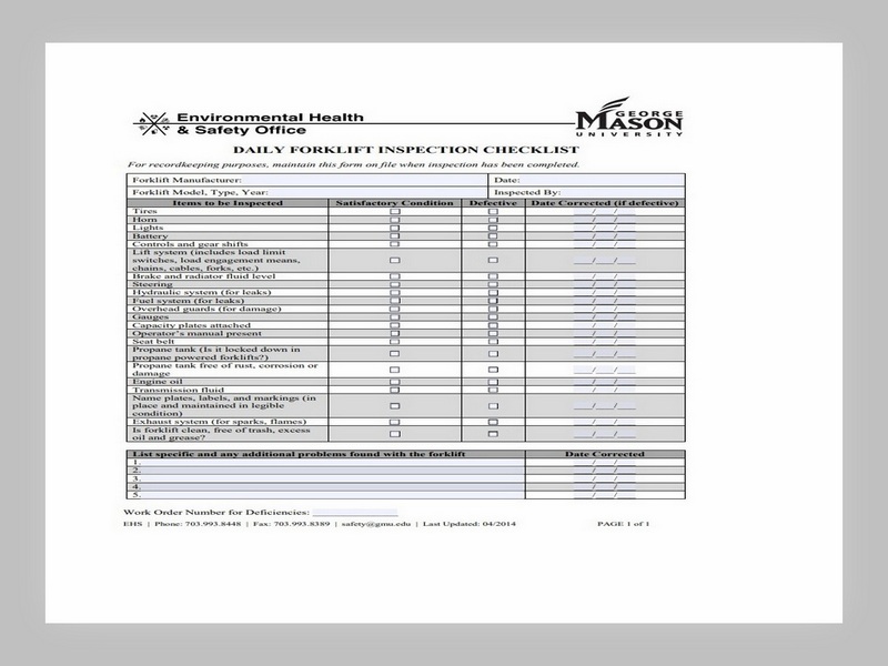 Forklift Maintenance Schedule Template 08