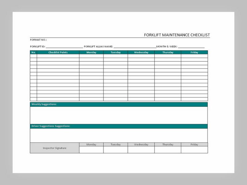 Forklift Maintenance Schedule Template 11