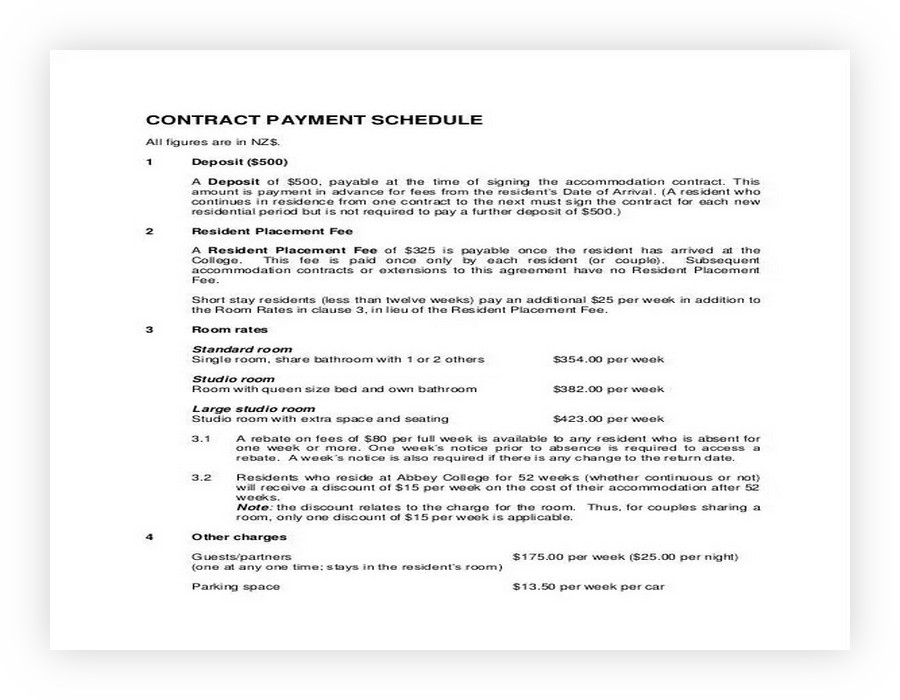 Free Contract Payment Schedule Template