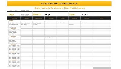 Free Printable Cleaning Schedule Template Featured