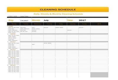 Free Printable Cleaning Schedule Template Featured