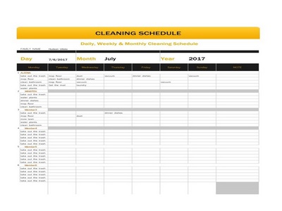 50+ Best Printable Cleaning Schedule Template for Achieving Daily ...