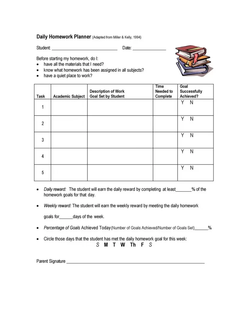 Homework Timetable Template 10