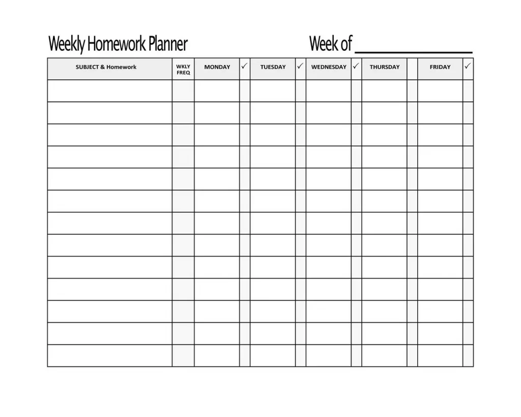 Homework Timetable Template 28