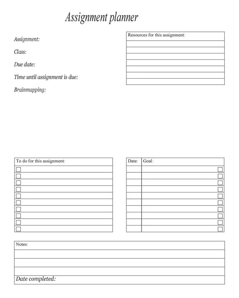 Homework Timetable Template 29