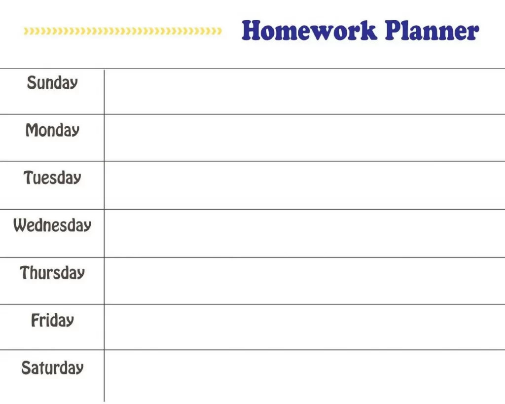 Homework Timetable Template 30