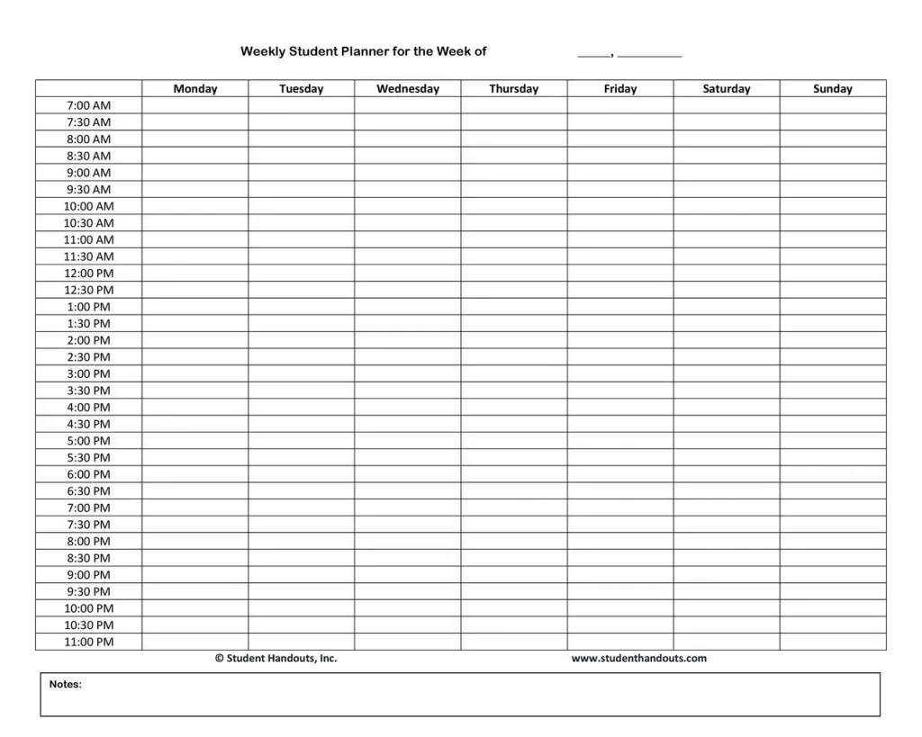 Homework Timetable Template 32