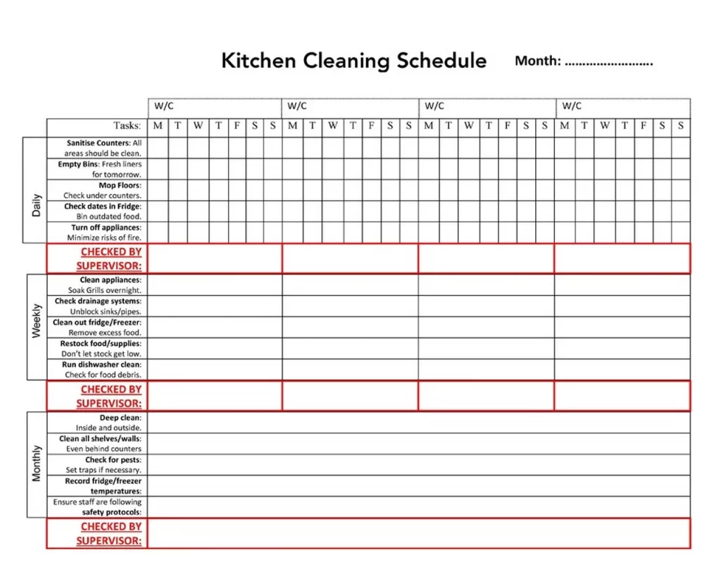 Commercial Kitchen Cleaning Schedule - Free Kitchen Cleaning Schedule template Commercial Kitchen Cleaning Schedule - Free Kitchen Cleaning Schedule template