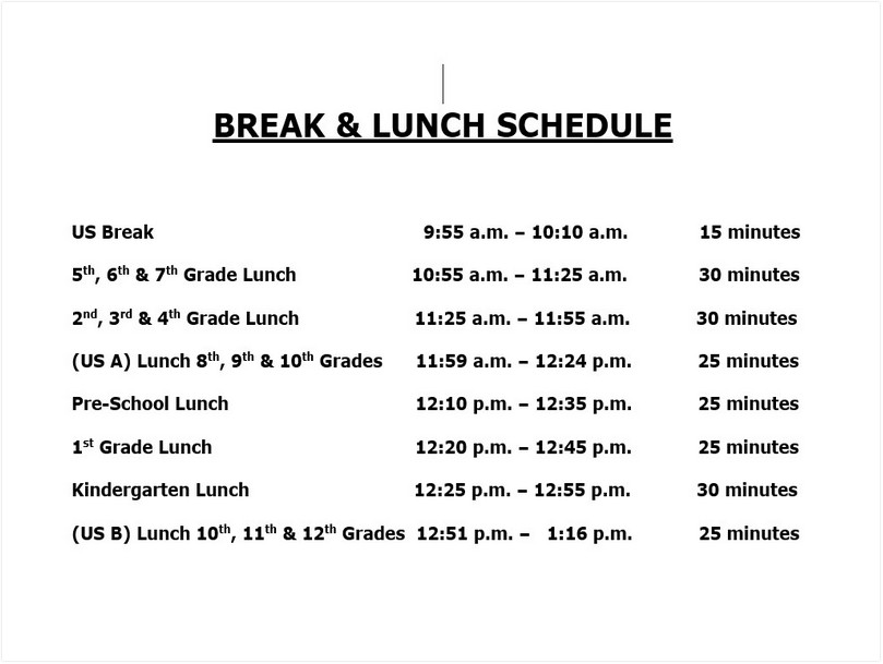 Lunch Break Schedule