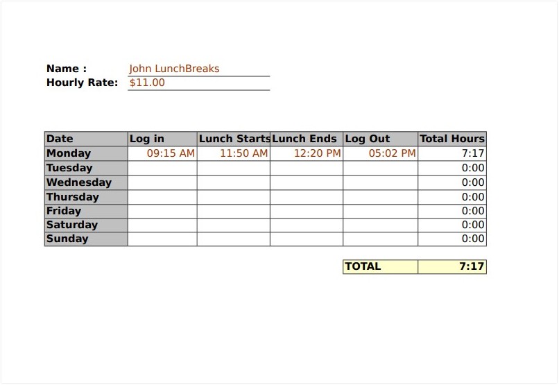 Lunch Schedule For Employees
