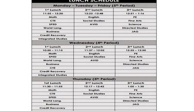 Lunch Schedule Template Featured