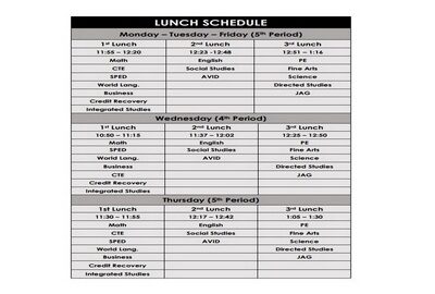 Lunch Schedule Template Featured