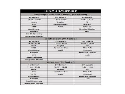 15  Useful Lunch Schedule Template To Make A Discipline and Healthy
