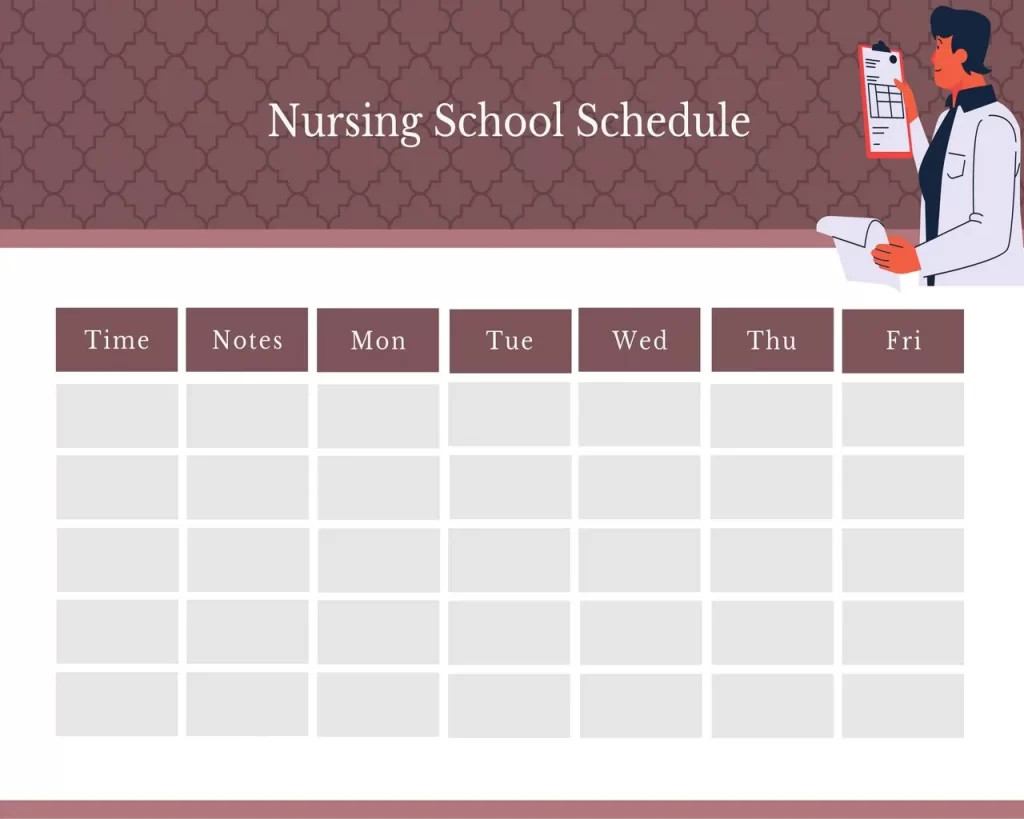 Nursing School Schedule Template