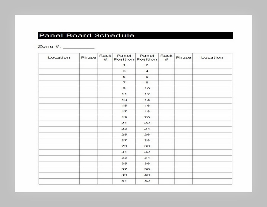 Panel Board Schedule