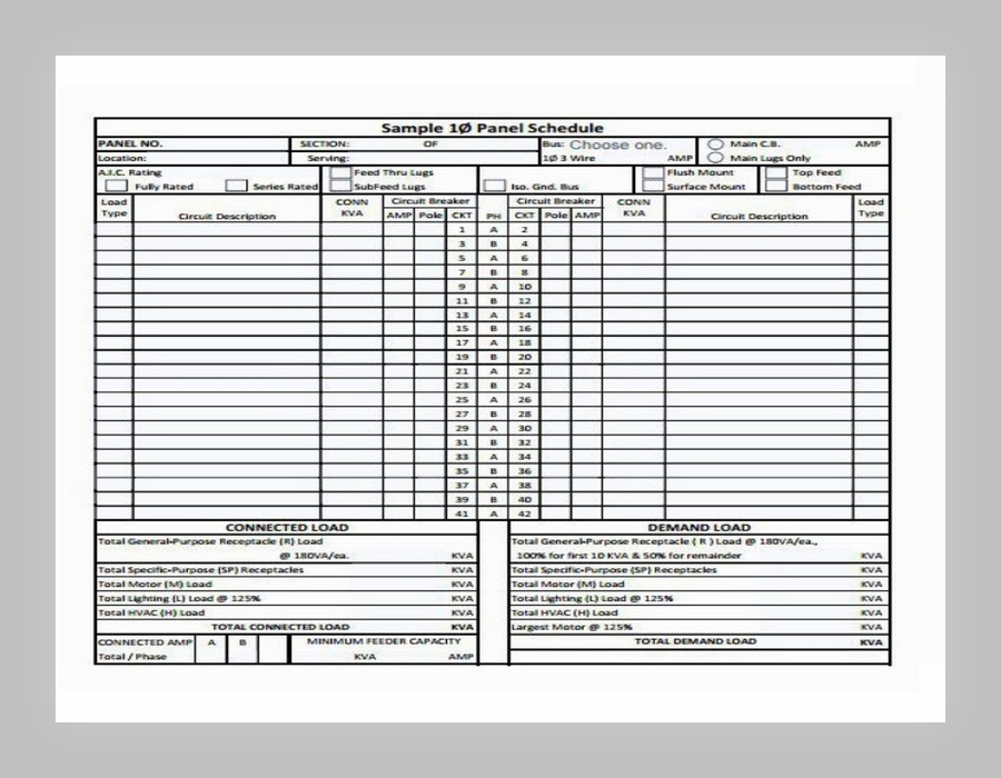 Panel Schedule Template Excel 01