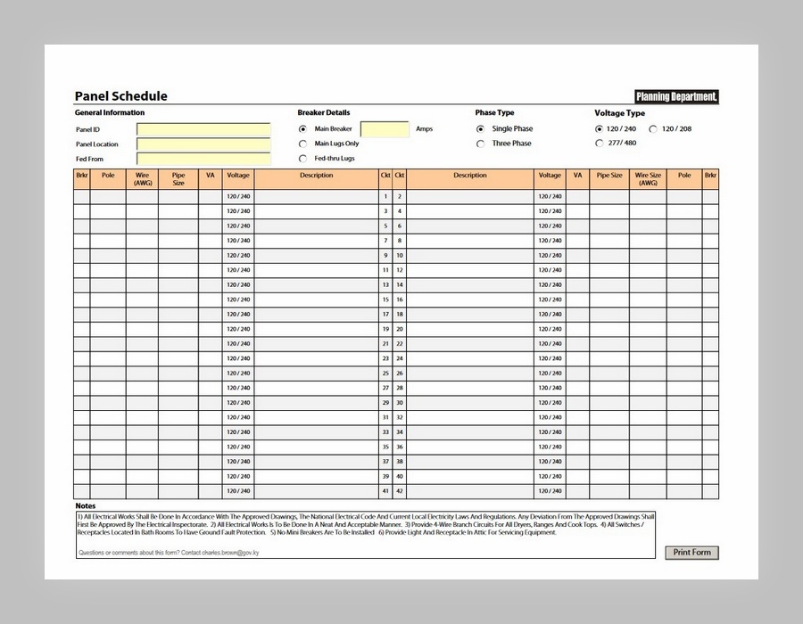 Panel Schedule Template Excel 03