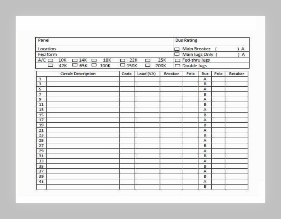 Panel Schedule Template Excel 06