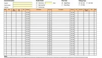 Panel Schedule Template Excel