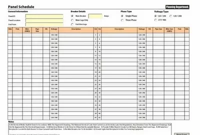 Panel Schedule Template Excel
