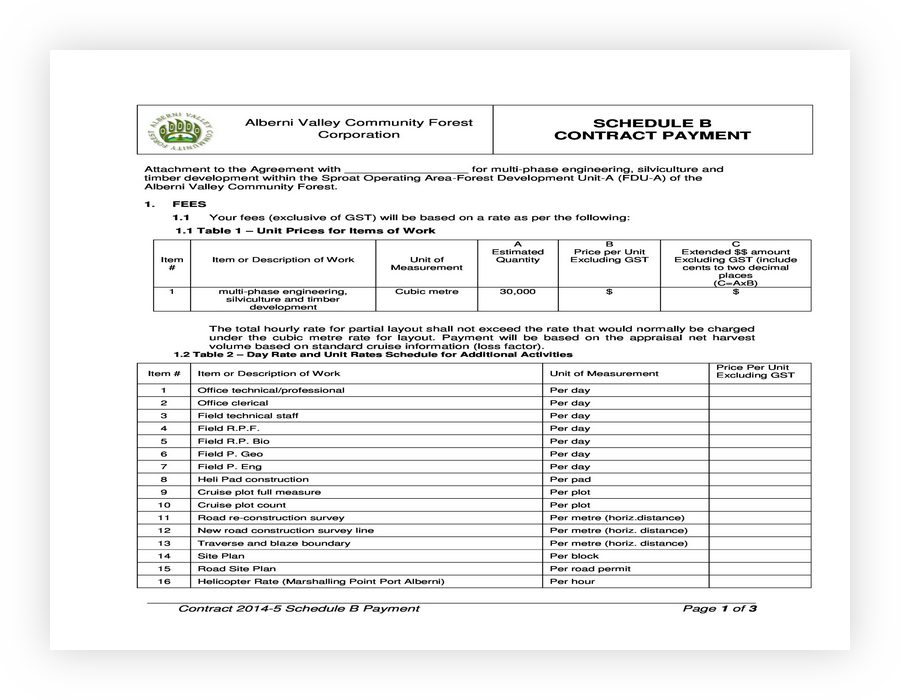 Payment Schedule Contract Template 48