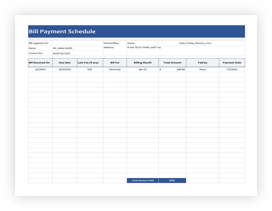 Payment Schedule Template 03